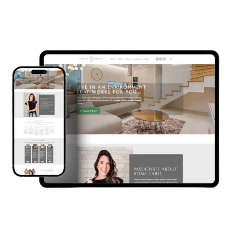 Personal organizer website design on desktop and mobile