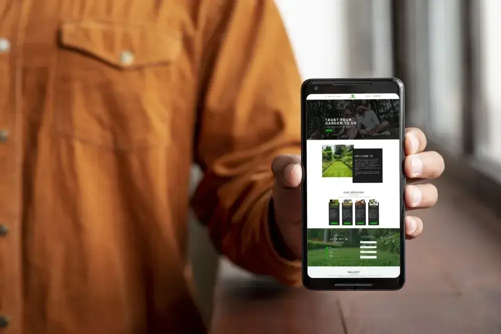 Customer browsing a small business website on a mobile phone