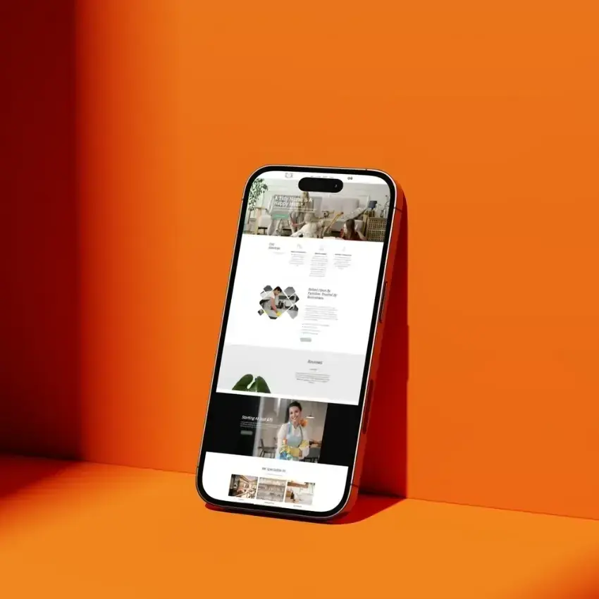 High-conversion website design displayed on a smartphone