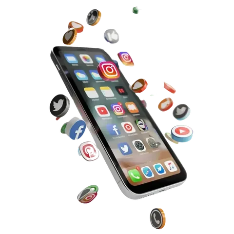 Smartphone with social media apps for digital marketing