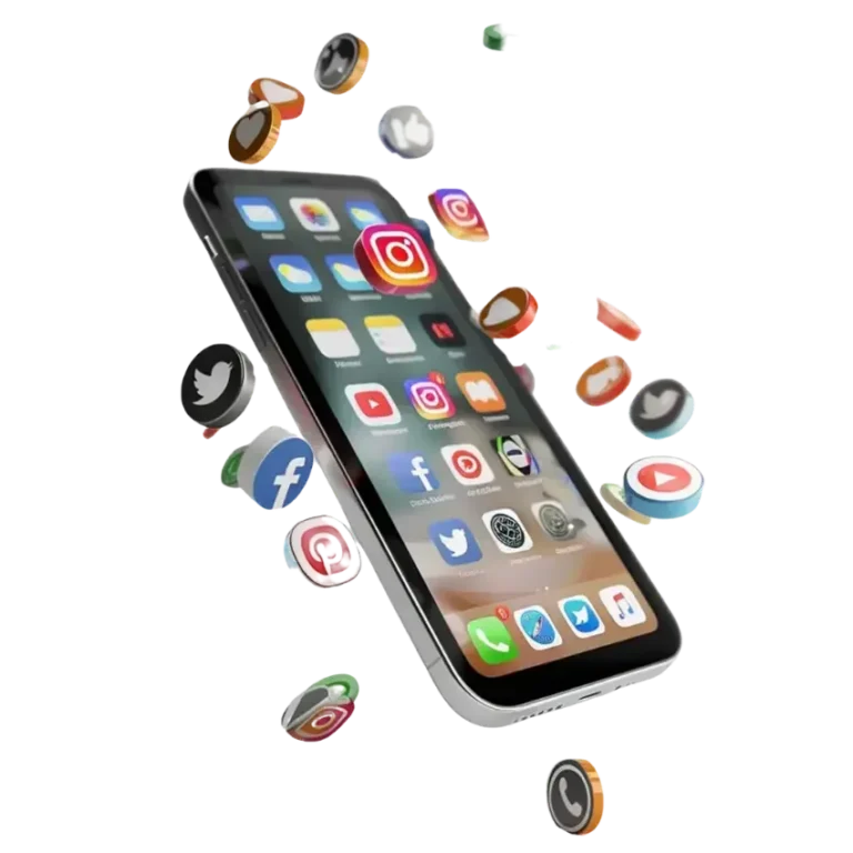 Smartphone with social media apps for digital marketing