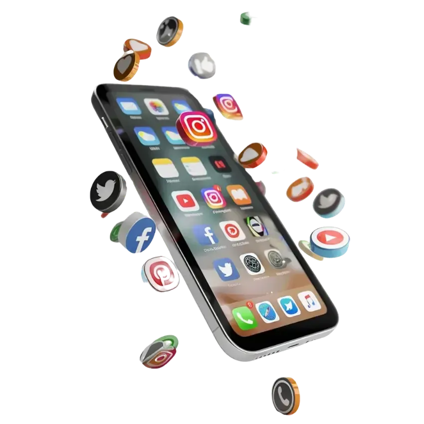 Smartphone with social media apps for digital marketing